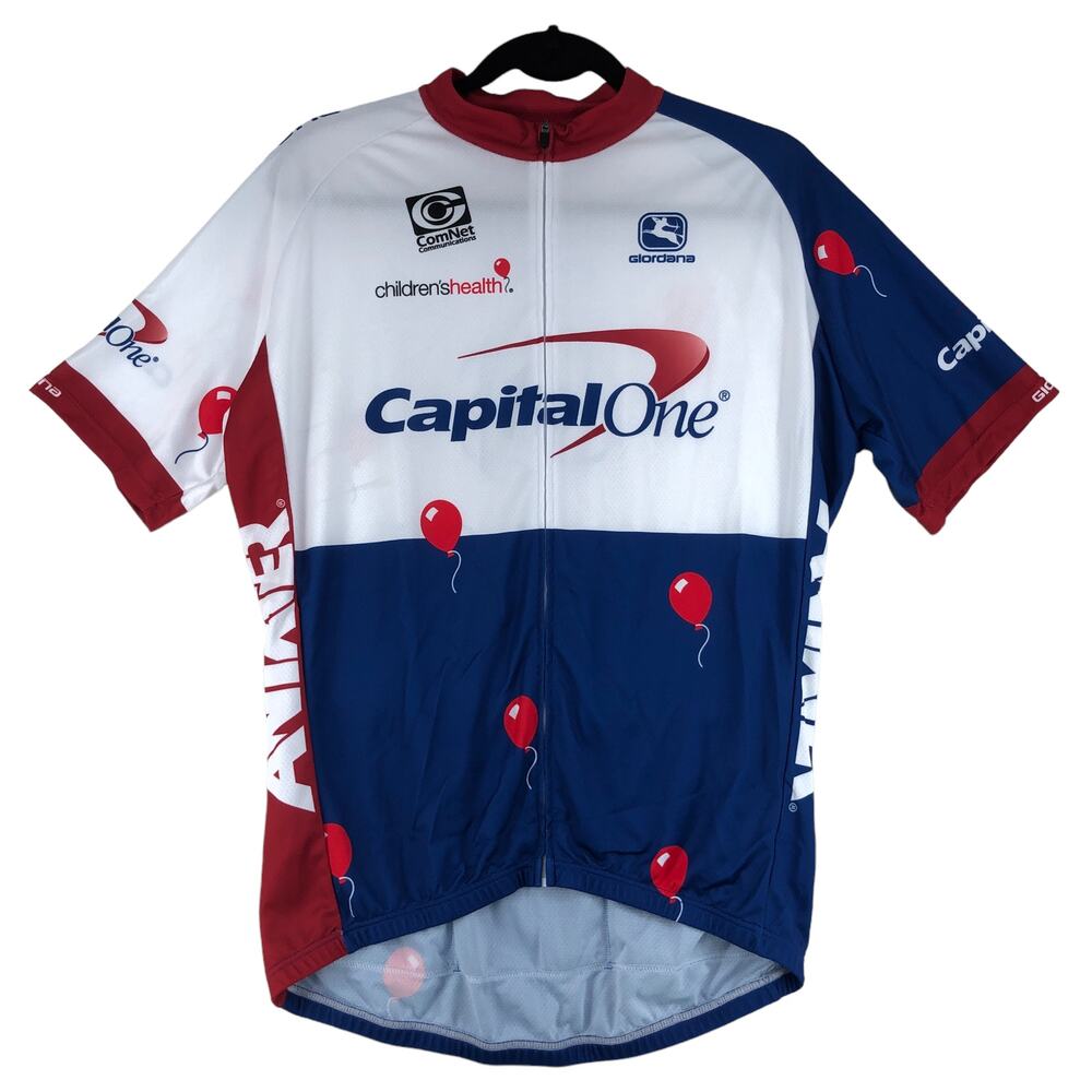 Giordana Mens Sz XL Cycling Jersey Full Zip Made in Italy Red White Blue Branded